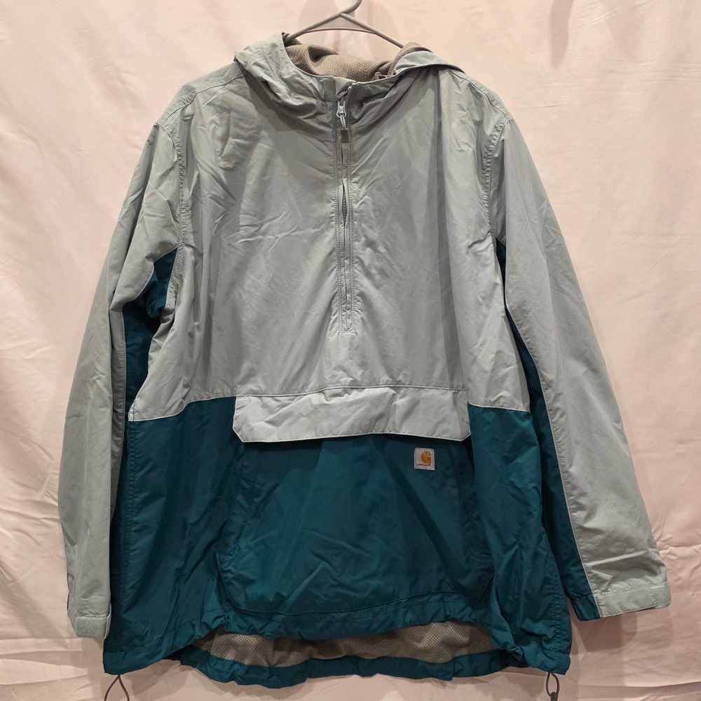 Carhartt Rain Defender Women 1X Loose Fit Anorak Jacket Blue Grey OJ5861-W